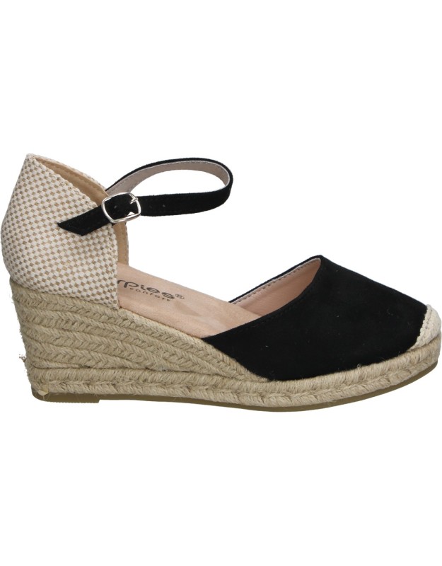 Alpargatas con Cuña AMARPIES acx26484 en Color Negro para Mujer