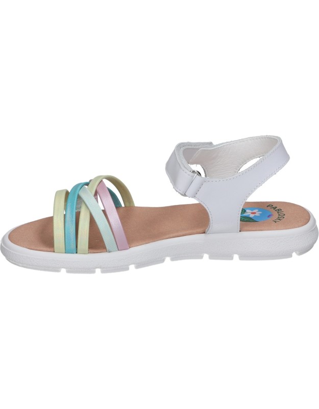 Sandalias con Velcro PABLOSKY 442100 en Color Blanco con Detalles para Niña