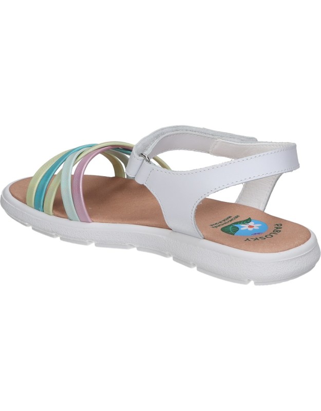 Sandalias con Velcro PABLOSKY 442100 en Color Blanco con Detalles para Niña