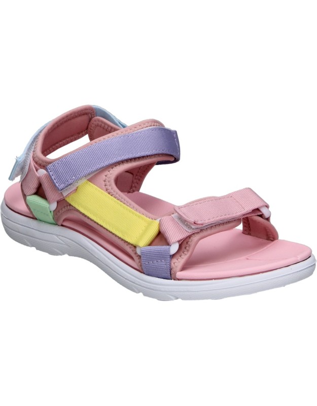 Sandalias PEKES 9017 en Color Rosa con Detalles en Multicolor para Niña