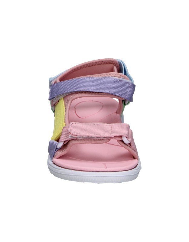 Sandalias PEKES 9017 en Color Rosa con Detalles en Multicolor para Niña
