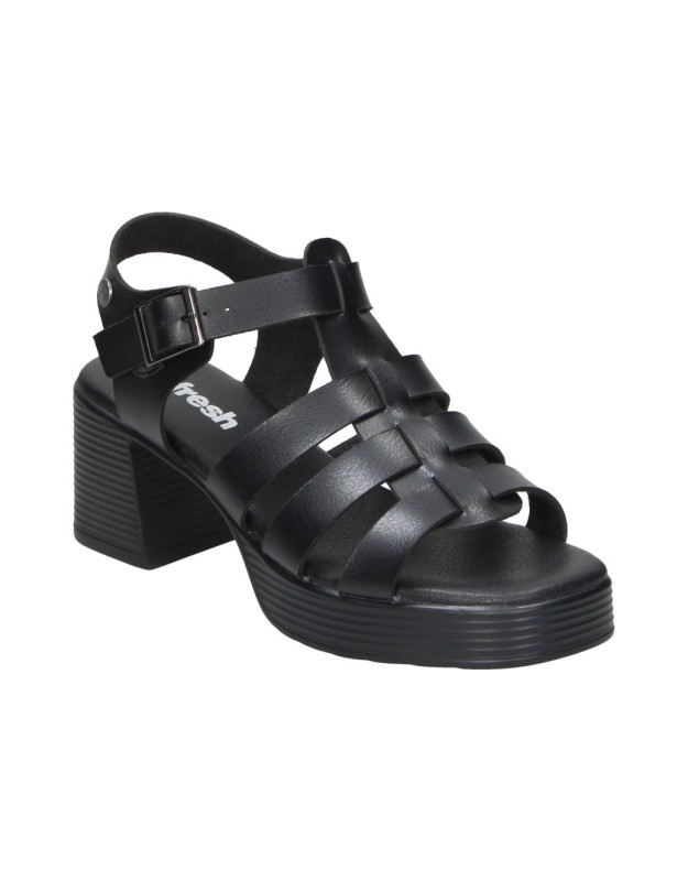 Sandalia de Tacón REFRESH 175095 Vegana en Color Negro para Mujer