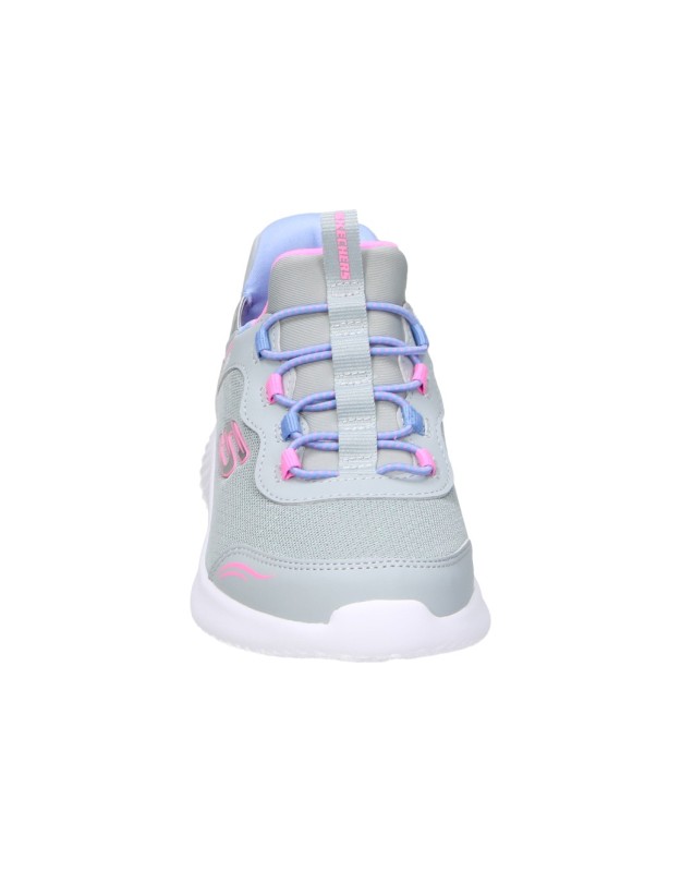 Deportiva Skechers Slip-ins BounderS en gris y rosa de niña 303585l-gry