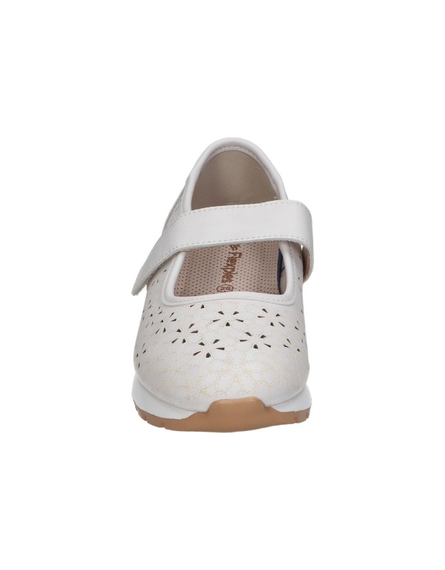 Zapatos de Piel CALZAZUL-FLEX 322 en Color Blanco con Detalles para Mujer