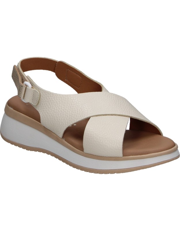 Sandalias de piel con cuña KARRALLI 5943 blancas para mujer