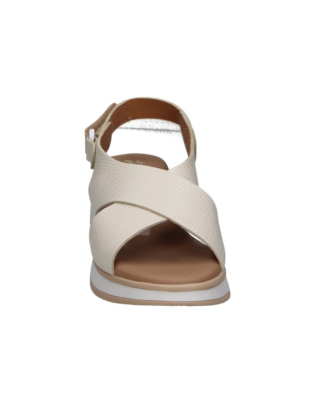 Sandalias de piel con cuña KARRALLI 5943 blancas para mujer