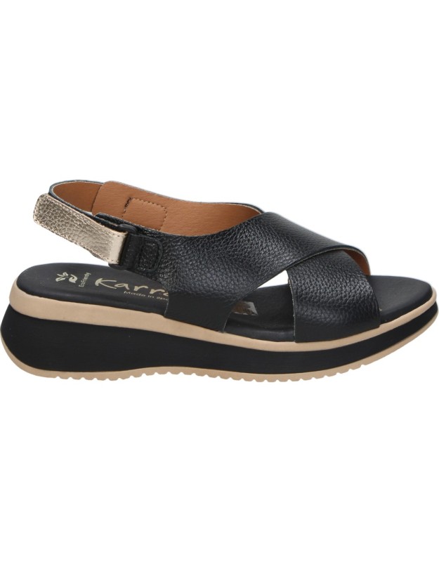 Sandalias de piel con cuña KARRALLI 5943 negras para mujer
