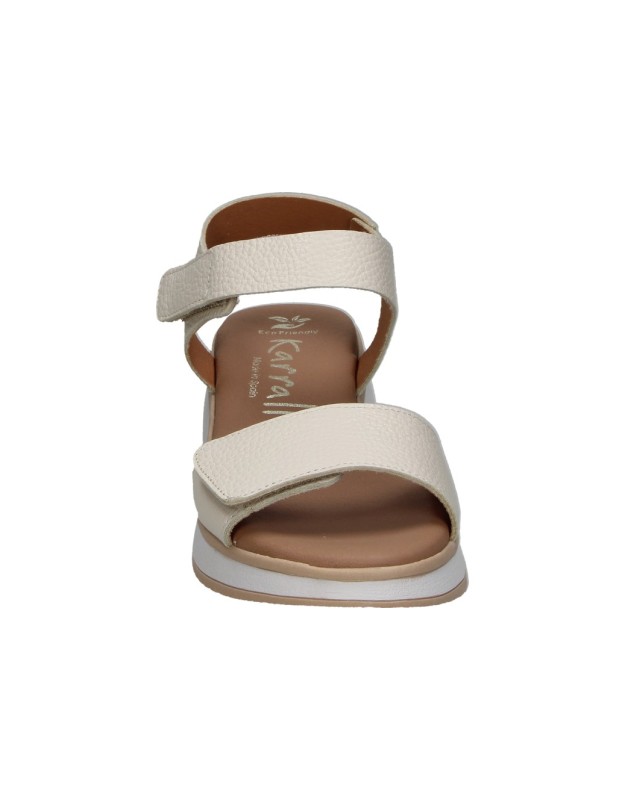 Sandalias de piel con cuña KARRALLI 5942 blancas para mujer