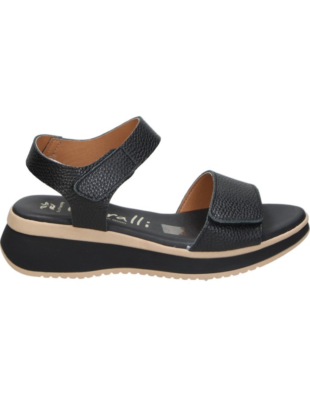 Sandalias de piel con cuña KARRALLI 5942 negras para mujer