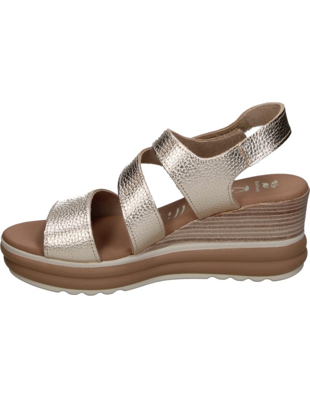 Sandalias de piel con cuña KARRALLI 5990 doradas para mujer
