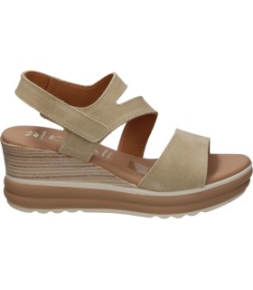 Sandalias de piel con cuña KARRALLI 5990 en beige para mujer
