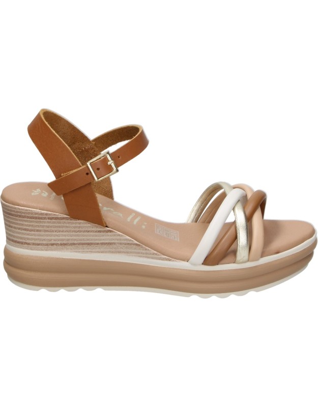 Sandalias de piel con cuña KARRALLI 5994 marrones para mujer