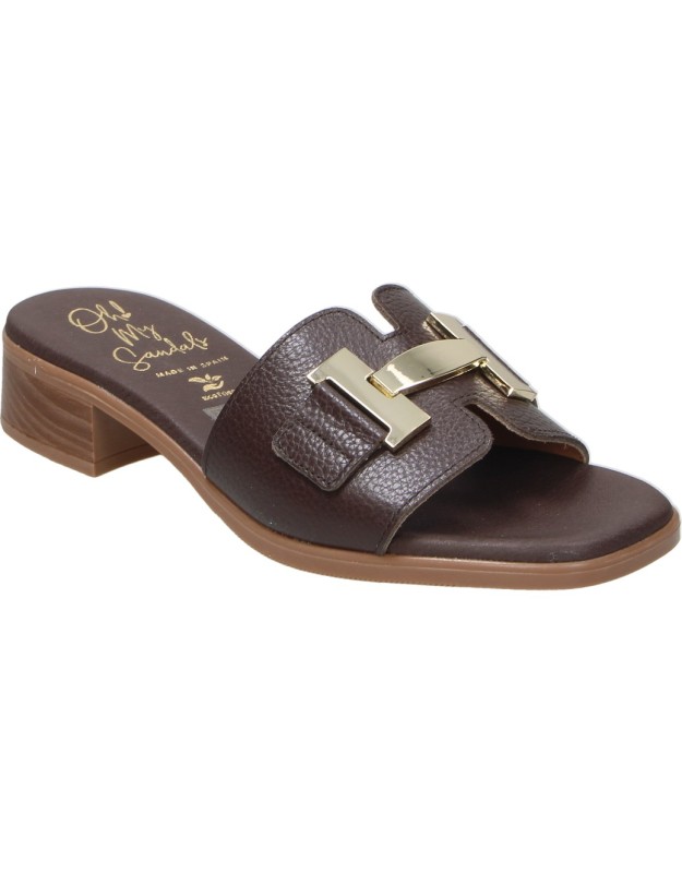 Sandalia de piel con tacón OH MY SANDALS 5890 marrón para mujer