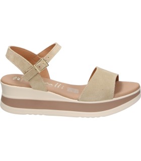 Sandalias de piel con cuña KARRALLI 5982 en beige para mujer