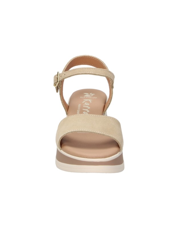 Sandalias de piel con cuña KARRALLI 5982 en beige para mujer