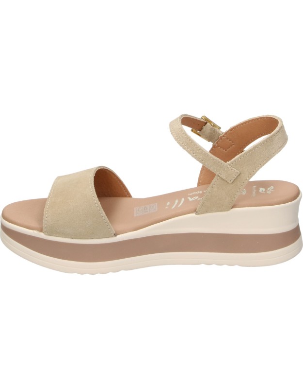 Sandalias de piel con cuña KARRALLI 5982 en beige para mujer