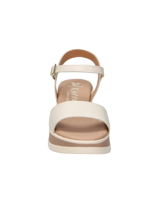 Sandalias de piel con cuña KARRALLI 5982 blancas para mujer