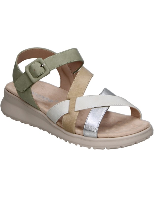 Sandalias con Cuña AMARPIES abz28638 en Color Verde con Detalles para Mujer