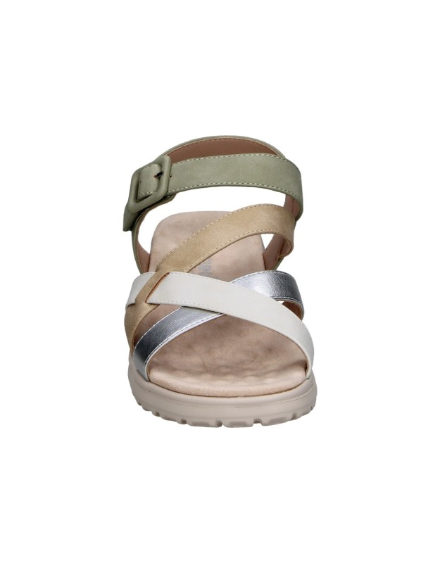 Sandalias con Cuña AMARPIES abz28638 en Color Verde con Detalles para Mujer