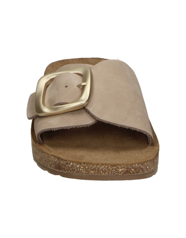 Sandalia de piel con cuña THE HAPPY MONK Formentera-001 en taupe