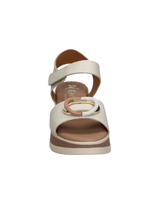 Sandalias de Piel con Cuña KARRALLI 5974 en Color Blanco para Mujer