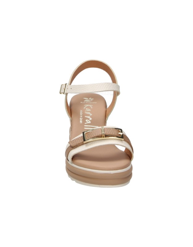 Sandalias de Piel con Cuña Alta KARRALLI 5993 en Color Blanco para Mujer