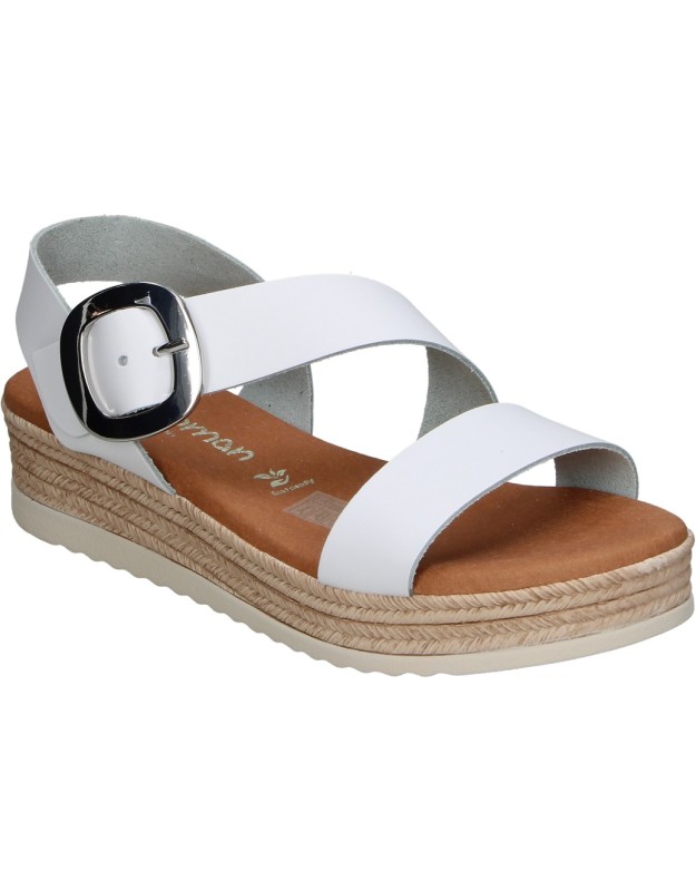 Sandalias de Piel con Cuña SPARWOMAN 6012 en Color Blanco para Mujer