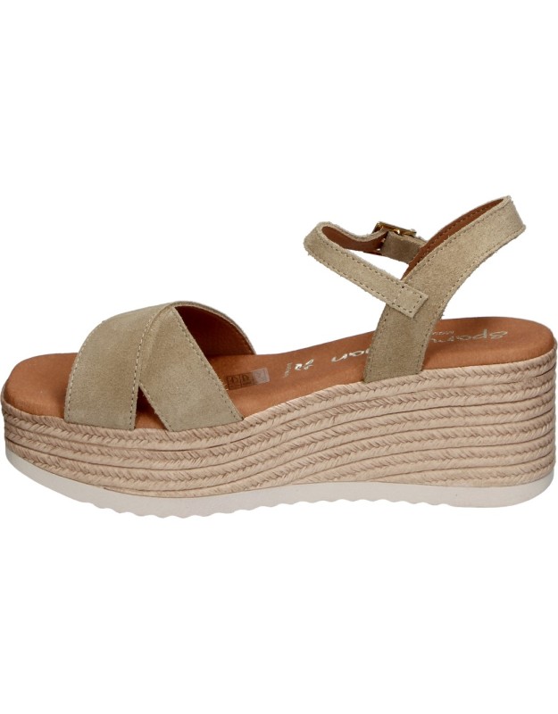 Sandalias de Piel con Cuña SPARWOMAN 6032 en Color Beige para Mujer