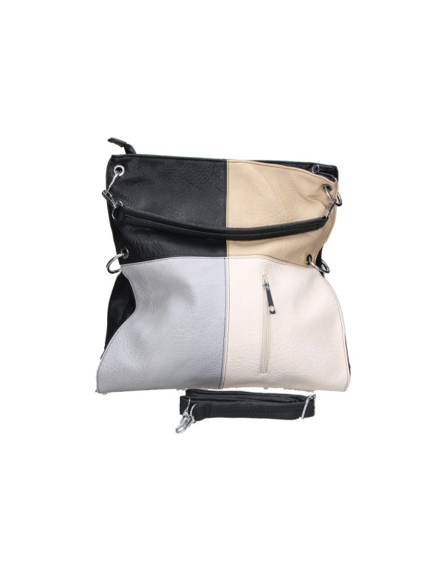 Bolso de Hombro CHENSON 5037-1 en Color Negro con Detalles en Beige, Taupe y Gris para Mujer