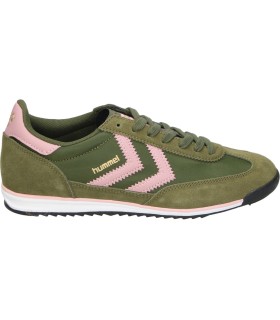 Zapatillas Cómodas HUMMEL 403076 en Color Verde con Detalles en Rosa para Mujer