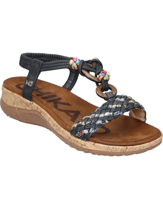 Sandalias con Cuña CHIKA10 Rigatone 04 en Color Negro para Mujer