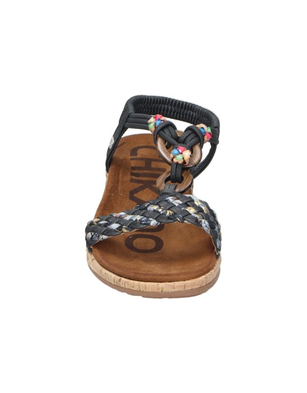 Sandalias con Cuña CHIKA10 Rigatone 04 en Color Negro para Mujer