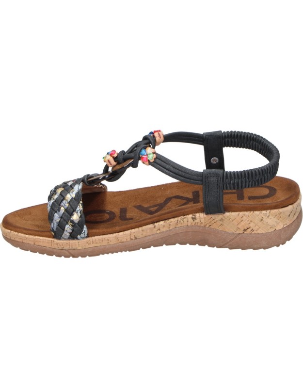 Sandalias con Cuña CHIKA10 Rigatone 04 en Color Negro para Mujer