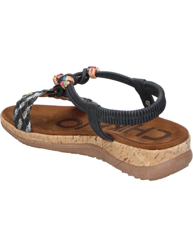 Sandalias con Cuña CHIKA10 Rigatone 04 en Color Negro para Mujer