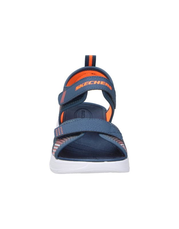 Sandalia Skechers Microspec-Splash azul y naranja 407034l-nvor de niño