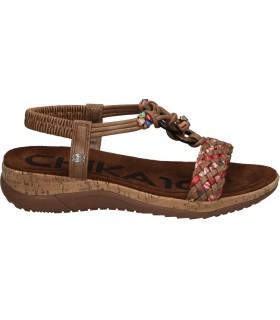 Sandalias con Cuña CHIKA10 Rigatone 04 en Color Marrón Cuero para Mujer
