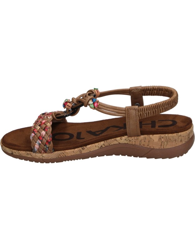 Sandalias con Cuña CHIKA10 Rigatone 04 en Color Marrón Cuero para Mujer