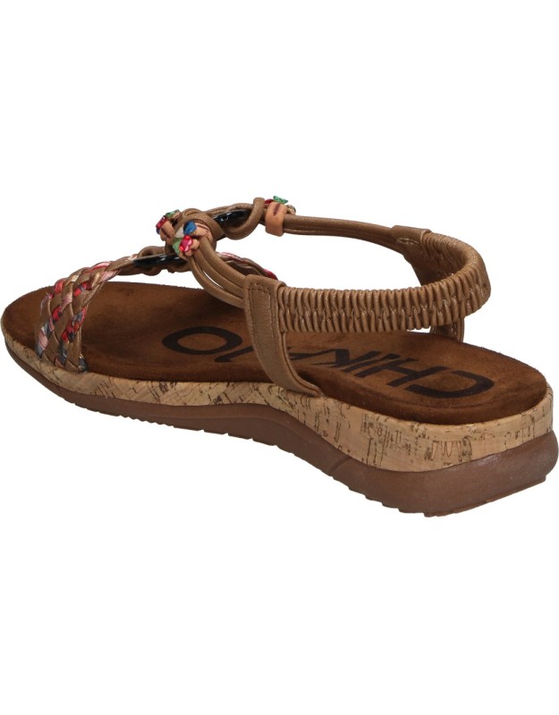 Sandalias con Cuña CHIKA10 Rigatone 04 en Color Marrón Cuero para Mujer