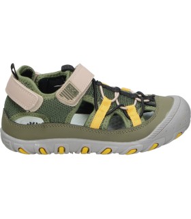 Sandalias Infantiles de Verano JUPIFLY 9015 en Color Verde con Detalles en Beige y Amarillo