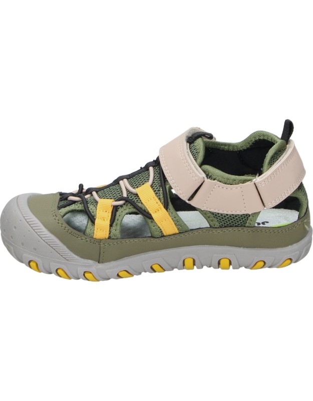 Sandalias Infantiles de Verano JUPIFLY 9015 en Color Verde con Detalles en Beige y Amarillo
