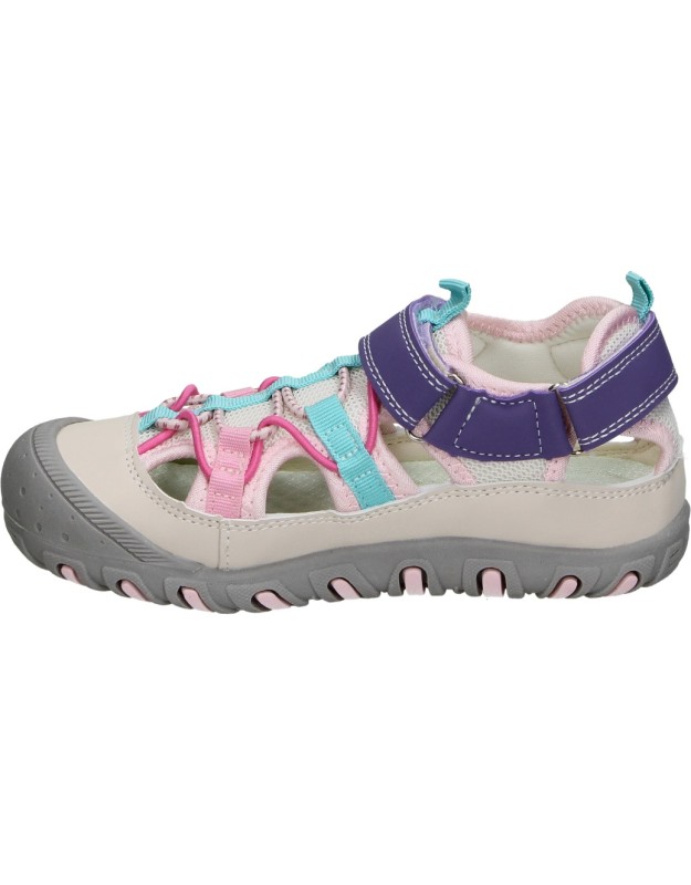 Sandalia de Verano JUPIFLY 9015 en Color Gris con Detalles en Rosa para Niña