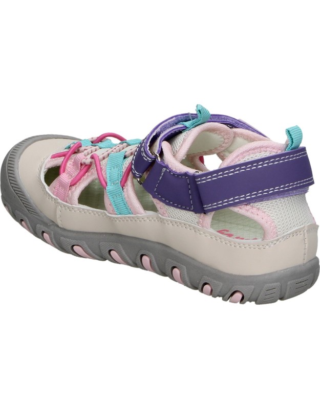 Sandalia de Verano JUPIFLY 9015 en Color Gris con Detalles en Rosa para Niña