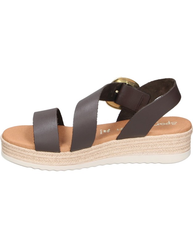 Sandalia de Piel con Cuña SPARWOMAN 6012 en Color Marrón para Mujer
