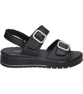 Sandalias de Piel con Cuña IMAC 108050 en Color Negro para Mujer