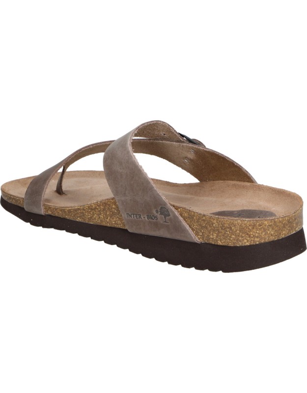 Sandalia de dedo de piel INTERBIOS 7119 en taupe para mujer