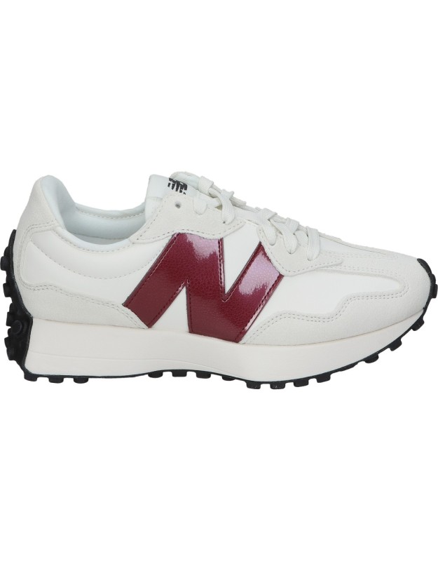 Zapatillas New Balance 327 para Mujer Color Blanco con Detalles Burdeos de Charol
