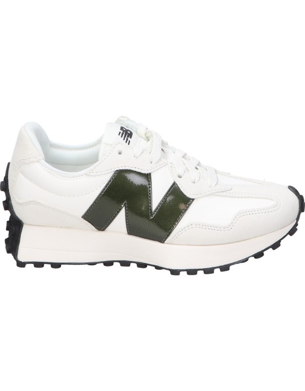 Zapatillas New Balance 327 para Mujer Color Blanco con Detalles Negros de Charol