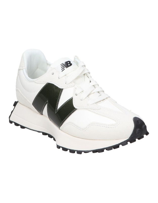 Zapatillas New Balance 327 para Mujer Color Blanco con Detalles Negros de Charol