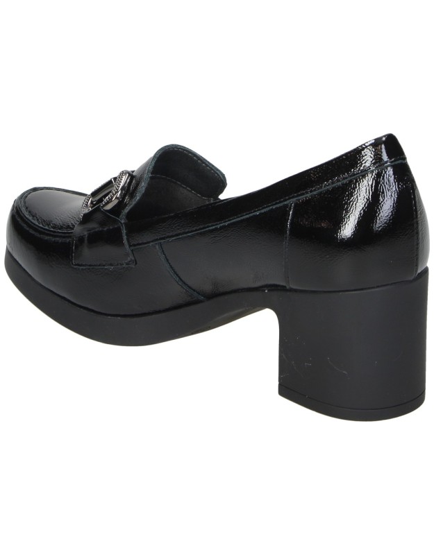 Mocasines con Tacón Pitillos de Piel en Negro para Mujer 30502