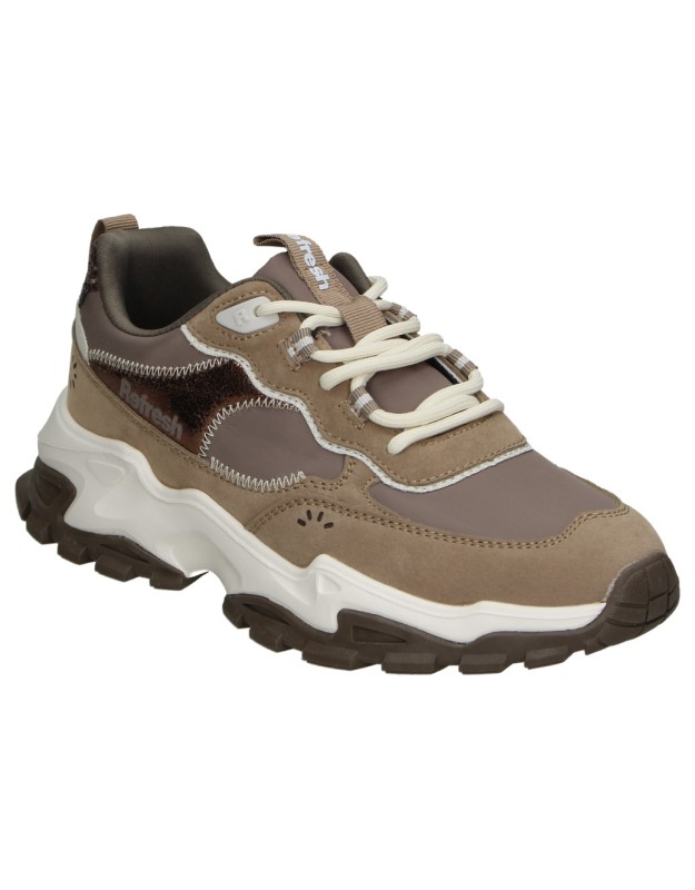 Zapatillas con plataforma REFRESH 173104 en taupe para mujer